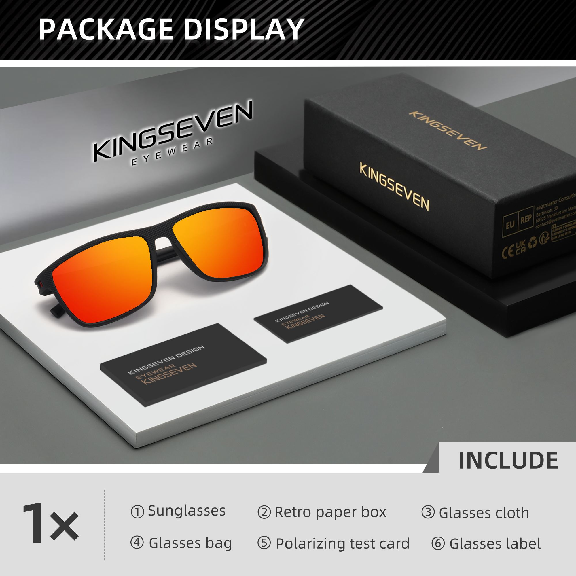 KINGSEVEN Gafas de sol polarizadas Anti-UV400 para hombre, gafas cuadradas de para conducir, gafas para mujer UV400: Rojo