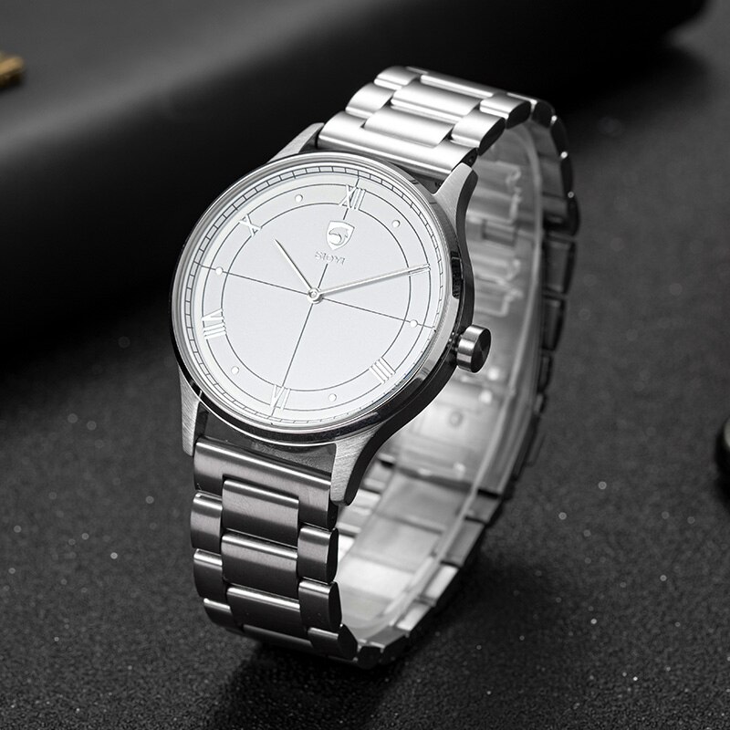 Sioyi Mannen Horloge Waterdicht Ultra Dunne Leisure Quartz Horloge Sport Horloge Hybrid Smart Watch Beweging Slaap Tracking: steel-cross