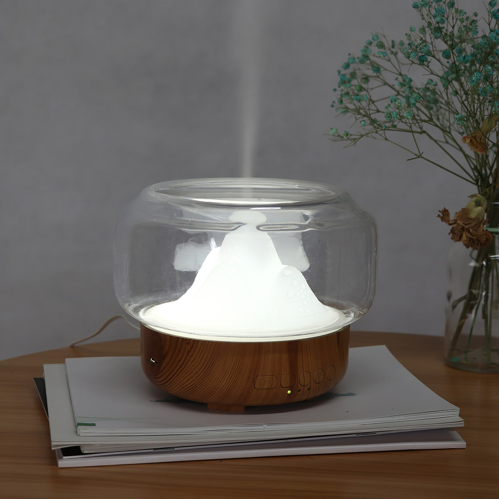 Landscape Humidifier 350ml Essential Oil Aroma Diffuser Mountain View Ultrasonic Humidifier Bluetooth With Warm Color Light
