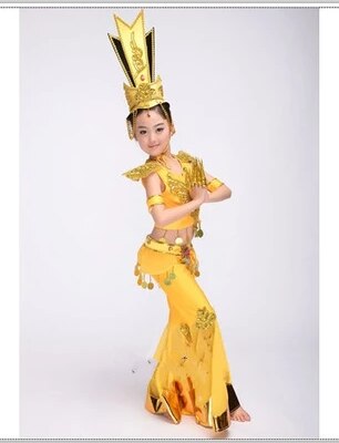 Kinderen Avalokitesvara prestaties kleding voor meisjes kostuums dans kleding klassieke dans Feitian