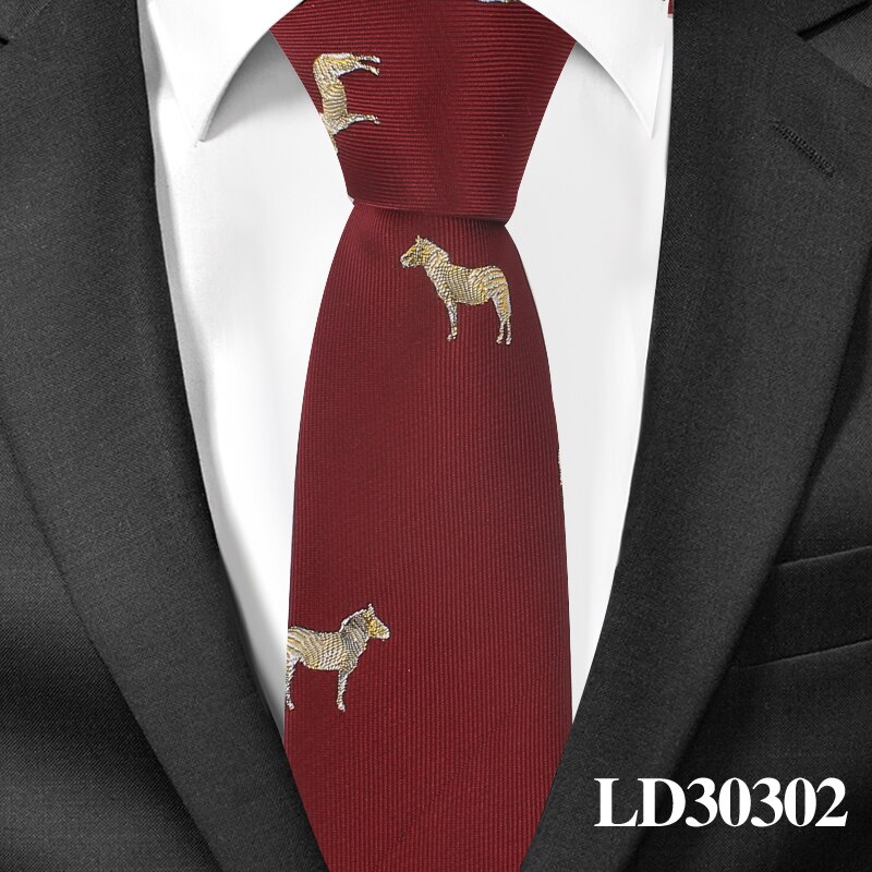 Animal Necktie For Men Polyester Jacquard Cartoon Neck Tie for Wedding Business Suits 6cm Skinny Ties Slim Men Tie Gravatas: LD30302