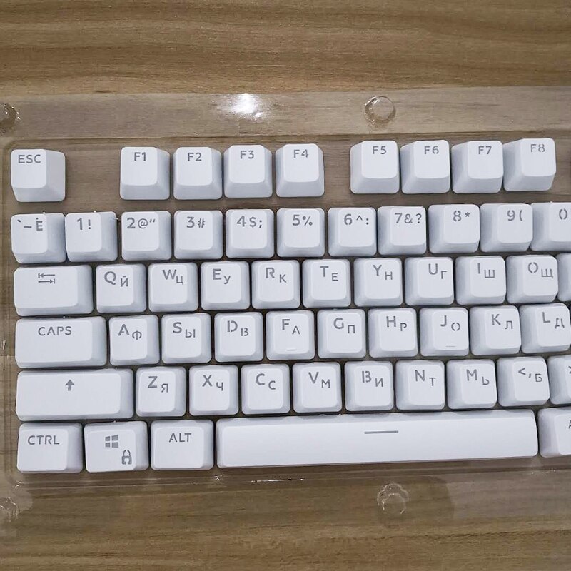 104 russian translucent backlit keycaps for cherry mx keyboard switches: White