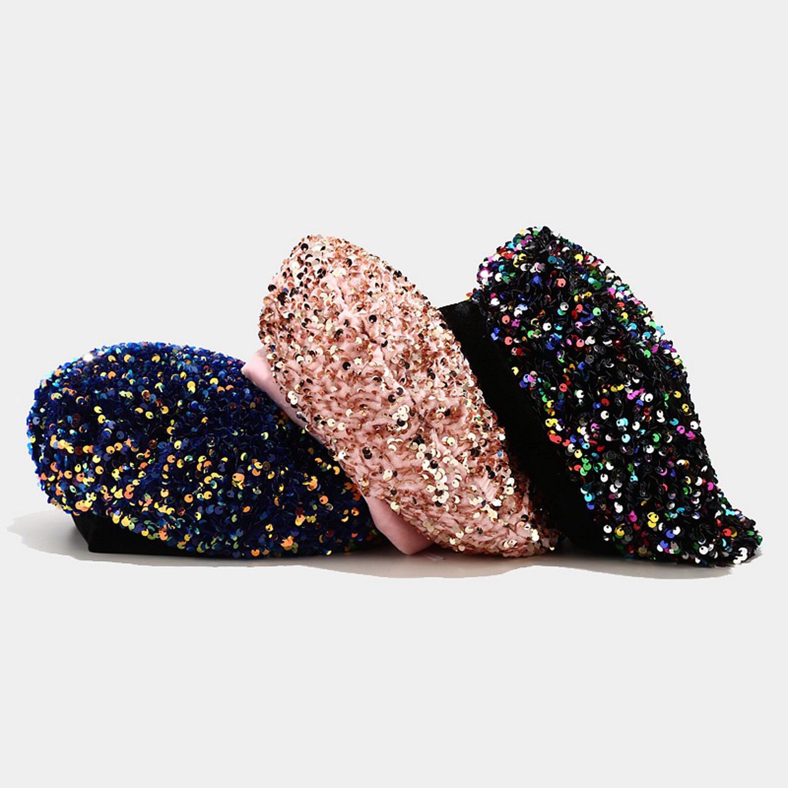 Boina de lentejuelas brillantes para mujeres a la , gorra de baile para chicas, boina informal para chicas, gorros, gorro de Club nocturno encantador
