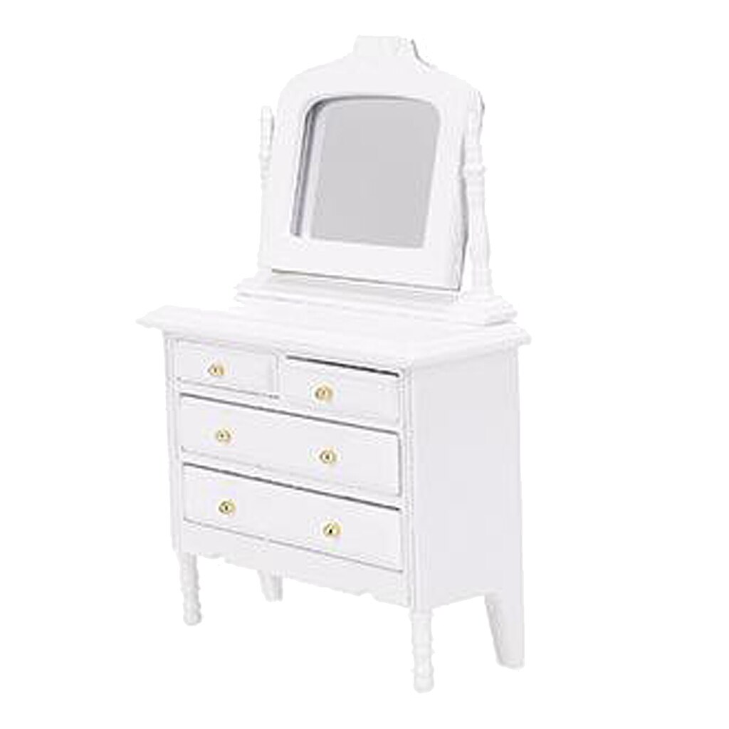 Miniatyr sovrumsmöbler , 1/12 skala smink dressing tbale för dockhus omklädningsrum inredning