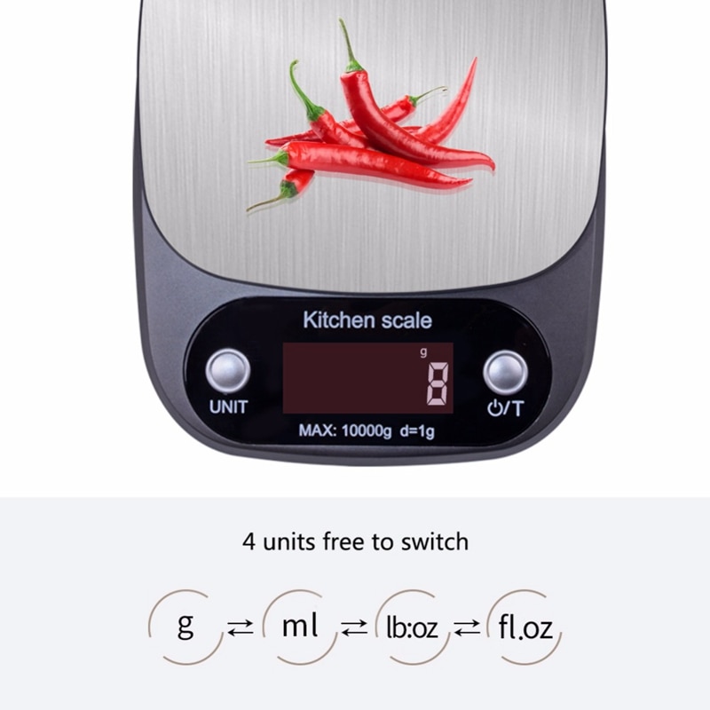 Waagen essen Backen Gewicht Digital LCD Elektronische Waage 10kg (grau)