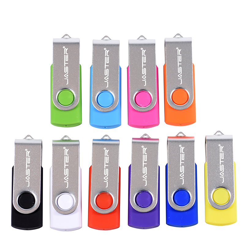JASTER Rotatable Colorful USB 2.0 Flash Drive 128GB Memory Stick 64GB Silver Clip Pen Drive 32GB U Disk 16GB 8GB