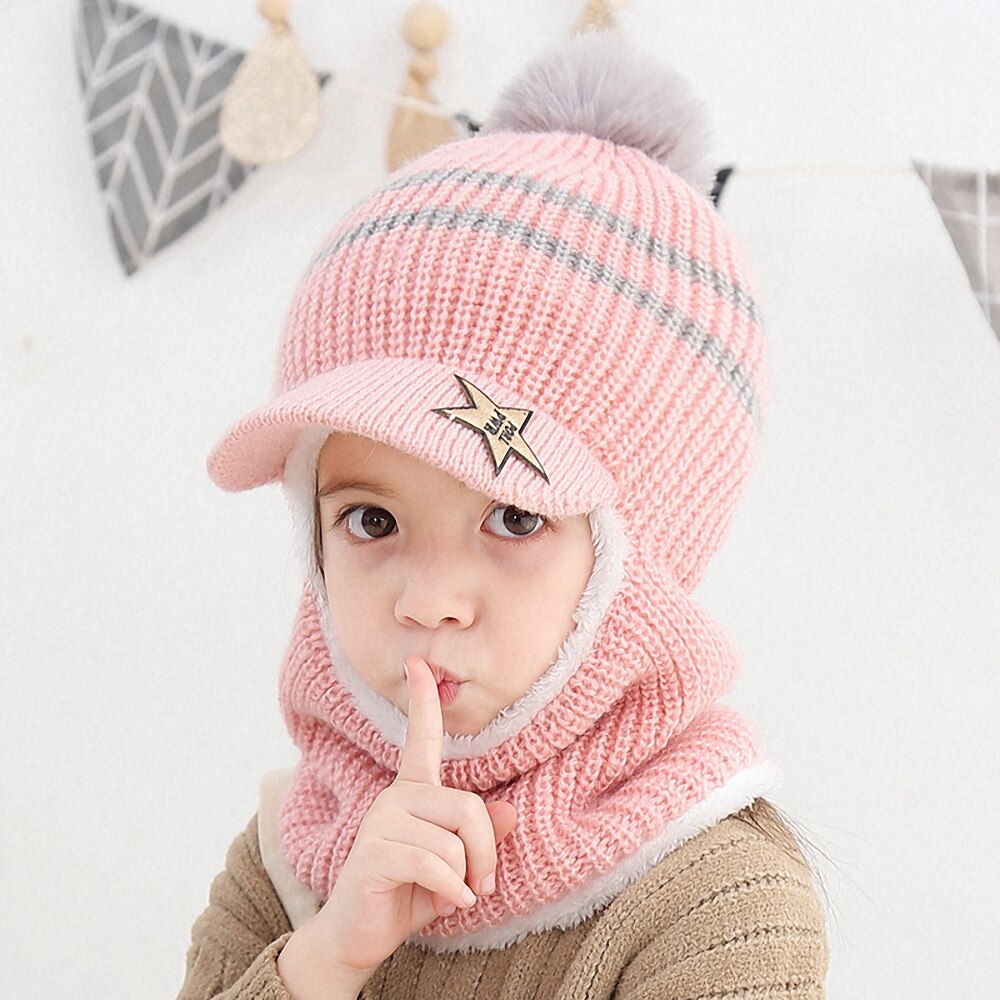 Gorros de invierno para niños, bola, niñas, niños, tapas para accesorios cálidos, conjunto de bufanda, gorro de bebé, gorro de punto para niña, niño