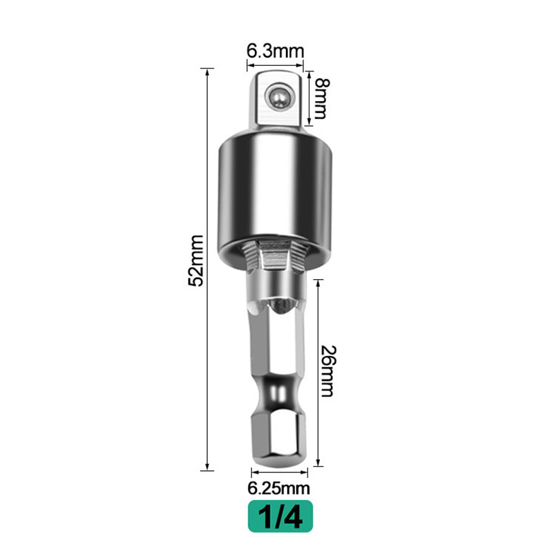 1pcElectric Drill Socket Adapter for Impact Driver with Hex Shank to Square Socket Drill Bits Rotatable Extension 1/4" 3/8" 1/2"