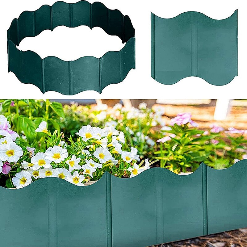 Cerca de borde para jardín de plástico 20 piezas, cama de flores decorativa artesanal y borde de jardín de césped, bordes, valla para plantas