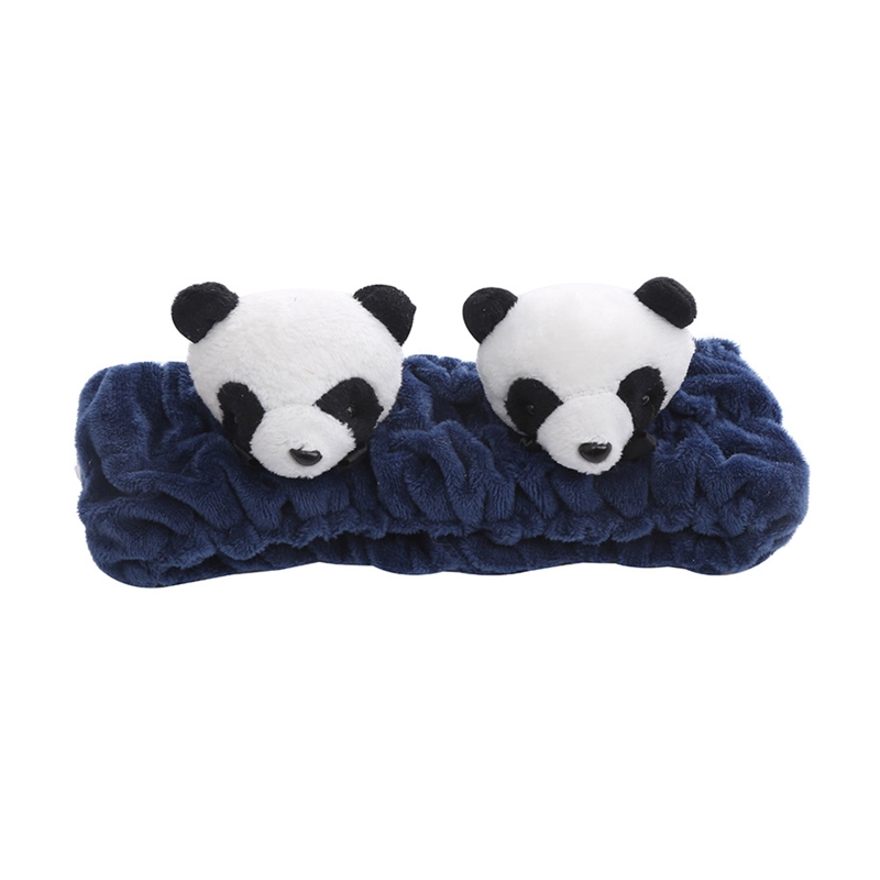 Pinza de pelo peluda de Panda, coletero de pelo de Animal de dibujos animados, diadema de felpa bonita para maquillaje, accesorios para el cabello de cara: 2