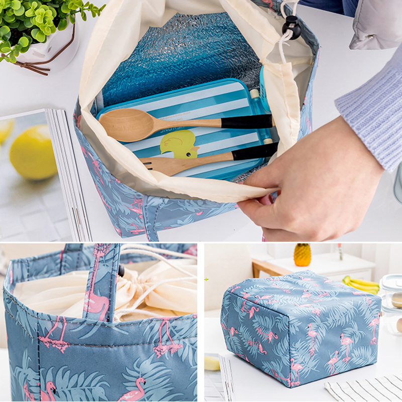 FlamingoThermal Insulated Lunch Bag Waterproof Food Picnic Lunch Box Bag For Women Cute Cuctascaixa termica cooler para praia