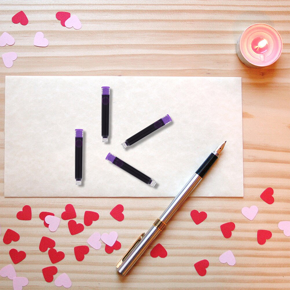 100Pcs Purple Ink Cartridge for Fountain Pen Office Fountain Pen Ink Office Supplies