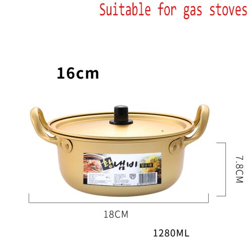 Ensemble de pots à soupe or en alliage d'aluminium, Pot à lait antiadhésif, cuiseur à salade, bol à nouilles instantanées, outils de cuisine: 16cm