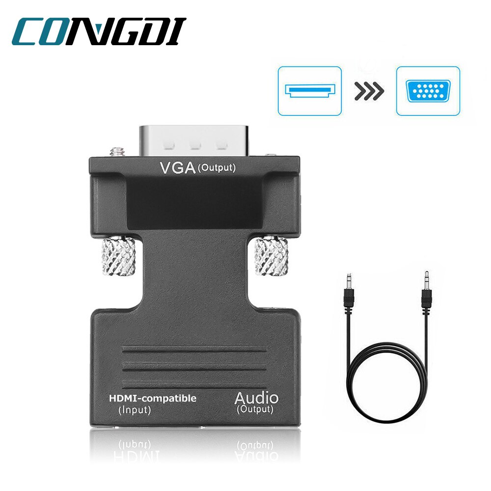 Hdmi-Compatibel Naar Vga Adapter Met Audio Kabel Full Hd 1080P Vrouwelijke Hdmi-Compatibel Mannelijke Vga converter Voor Pc Monitor Dvd