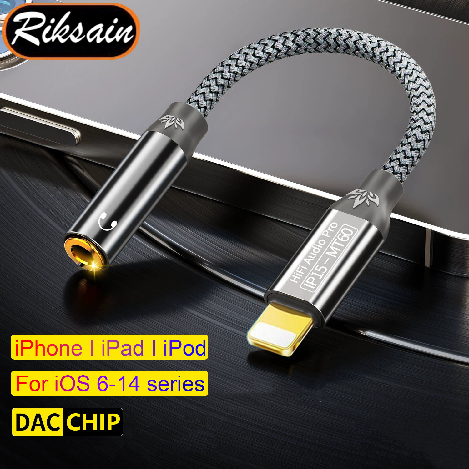 IPhone-Kopfhörer-Adapter TRRS 3,5 mm Buchse auf Lightning IPhone Aux-Klinkenadapter für IPad IPod IPhone 14 13 12 11 X XS 8 7 6S 6