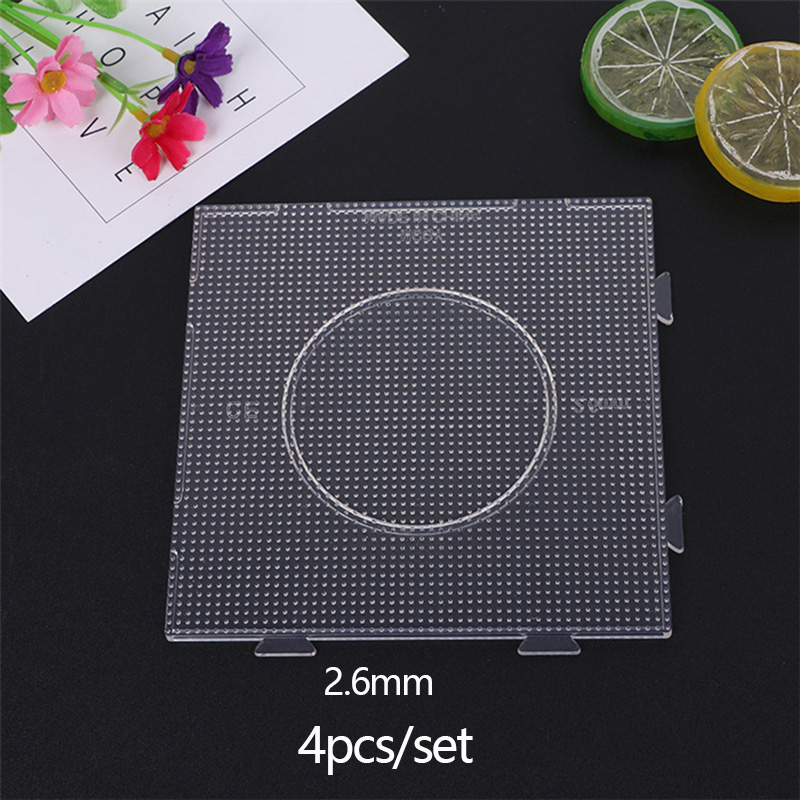4PCS 2.6mm/5mm Fuse Beads Transparent Big Square Pegboards Ironing Beads Boards DIY Material Template Melting Beads Pegboard: WHITE