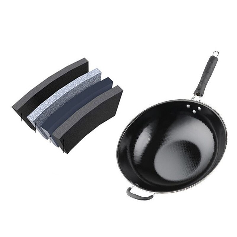 Emalj wok hushållsobelagd bärbar gasspis rundbottnad gryta induktionshäll rostar inte stekpanna med non-stick lock