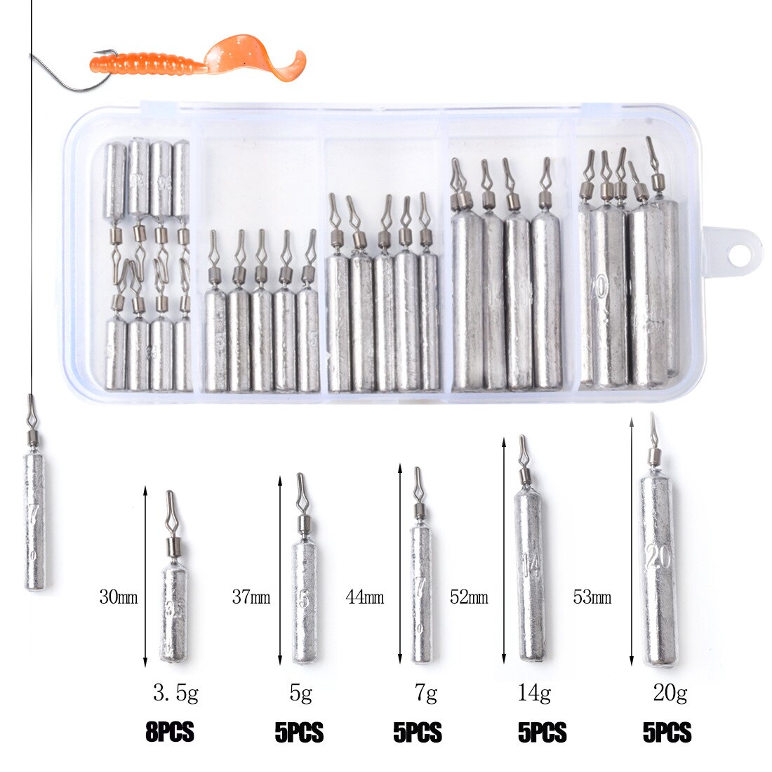 Shotting Sinker Primary Color Set Soft Bait Fishing Sinker Anti-Hang the Bottom Crank Hook Fishing Accessories Lure Set