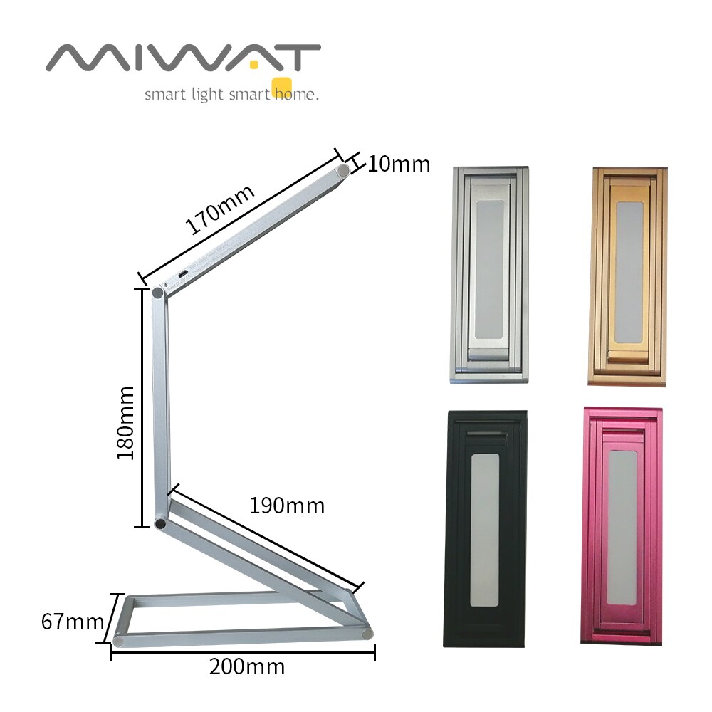 Lámpara de lectura de escritorio LED mesa de oficina protección ocular luz USB recargable batería de estudio lámpara de mesa plegable 3 niveles regulable DC5V