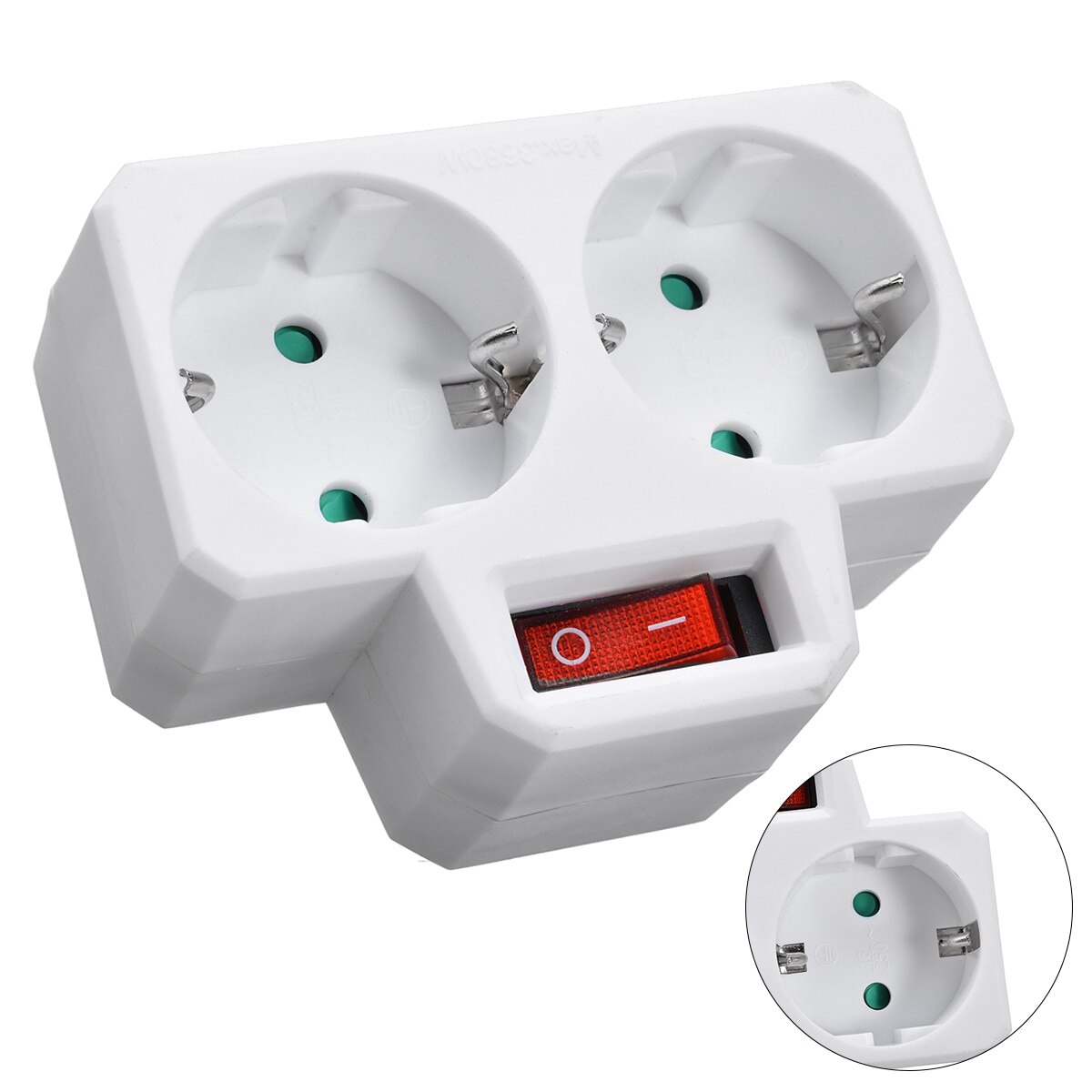 1pc abs meervoudige stekker 250v 16a dubbele stopcontact conversie stopcontact met stopcontact schakelaar stekker eu standaard stekker