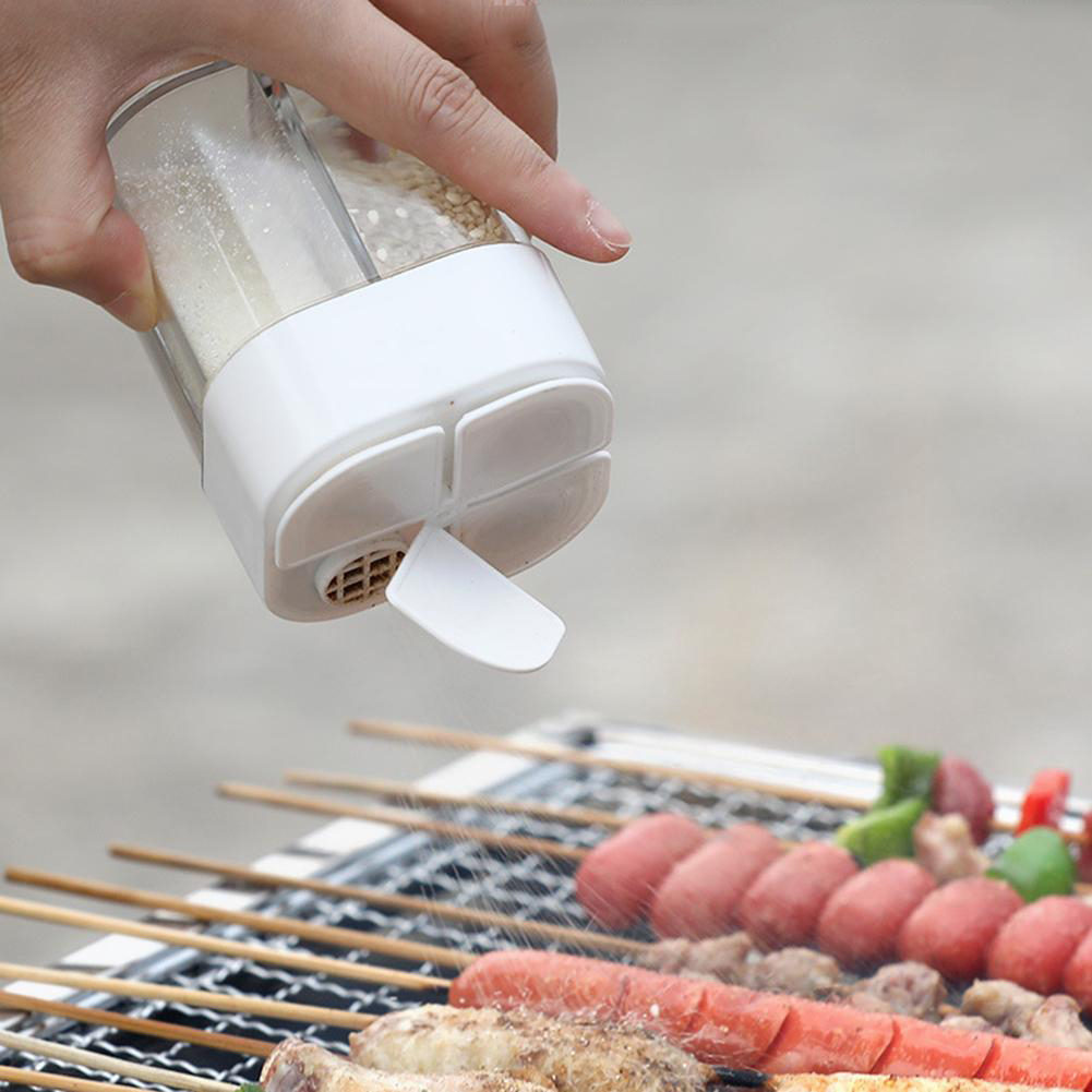 4- -i- -1 krydderbeholder med 4 rister, vippbart krydderglass med lokk og salt- og pepperbøsse for reise, camping, piknik