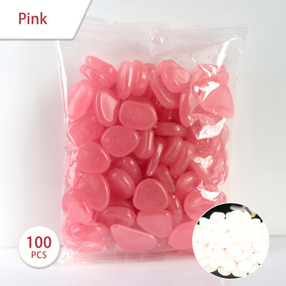 100PCS Glowing Stones For Decorations Fish Aquarium Luminous Stone Indoor Outdoor Garden Stones Rocks Glow in the Dark Pebbles
