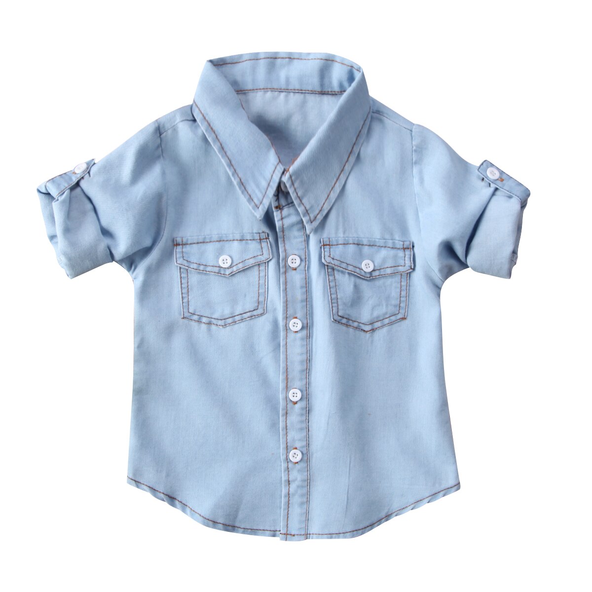 Baby Peuter Unisex Kids Denim Jassen Zomer Half Mouwen Gentleman Jas Shirt Vest Leuke Jeans Blouse Kleding: 100