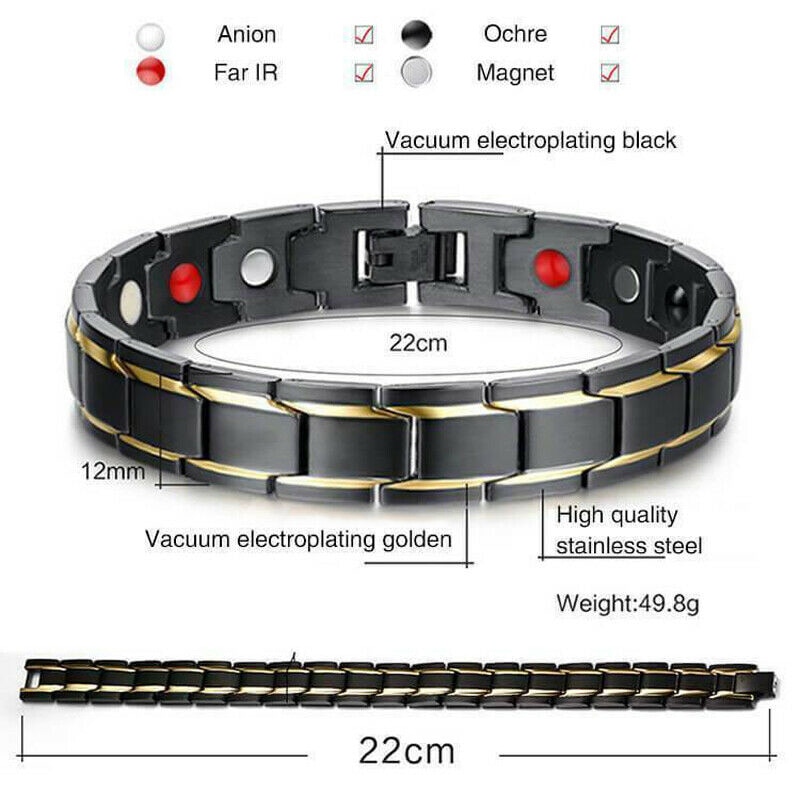 Therapeutische Energie Heilung Armbinde Titan Stahl Magnetische Therapie Armreif Armbänder AIC88