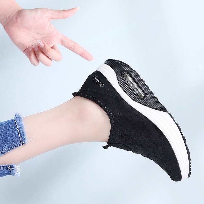 Herfst dames platte platform sneakers schoenen dames ademende mesh casual schoenen slip on platform creepers schoenen