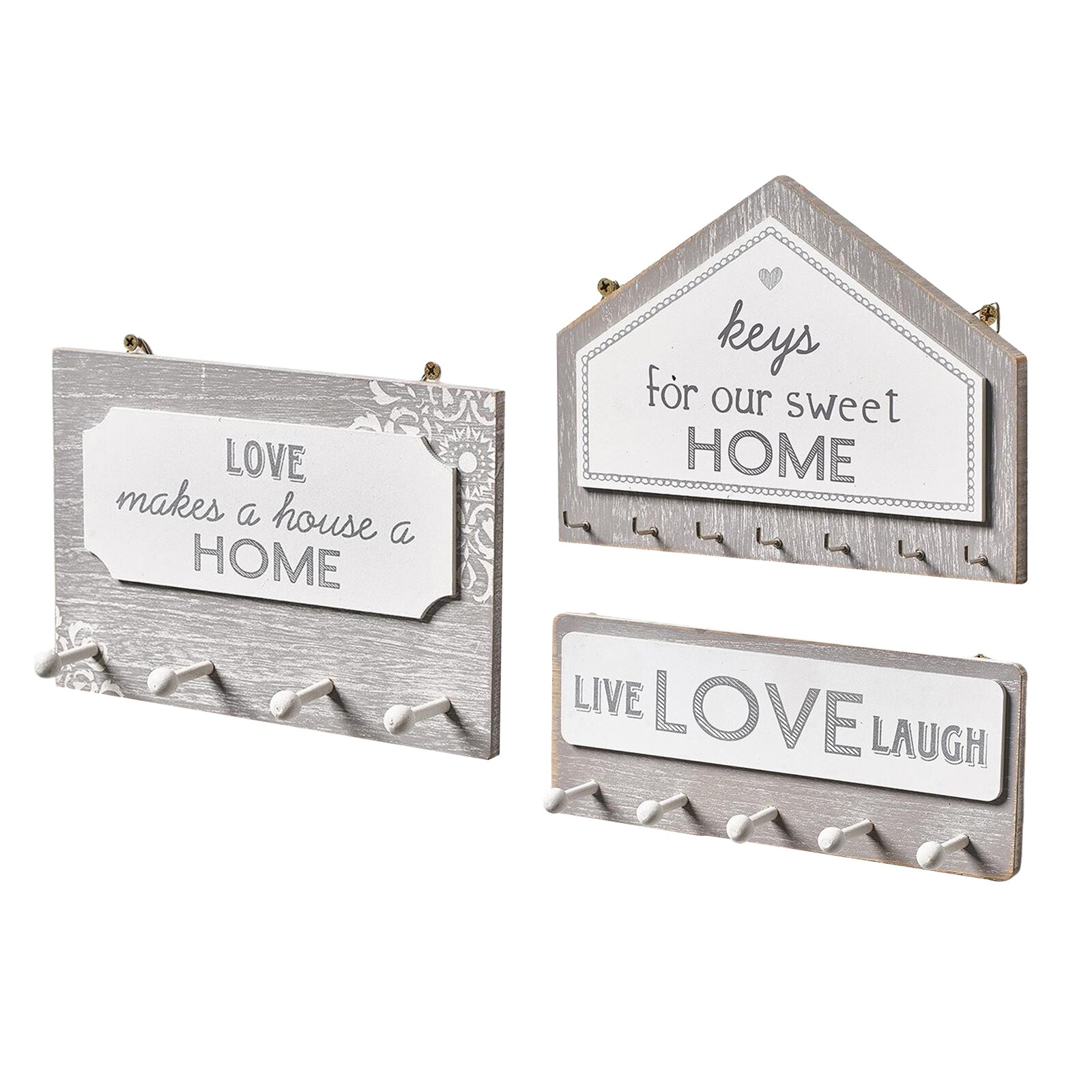 Wall Hanging Home Decor Plaque with Hooks, Wall-Mounted Wooden Sign Board with 4/5/7 Hanging Hooks,for Keys Hat Coat