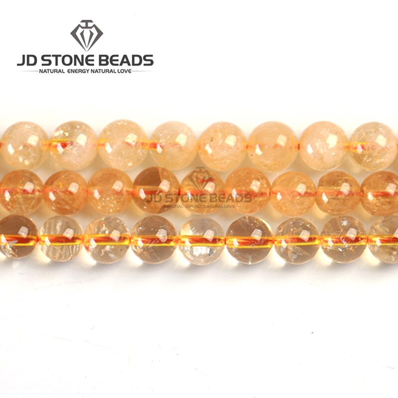 Cuentas sueltas de citrino Natural para fabricación de joyas, accesorios de bricolaje, pulsera de cristal amarillo, tamaño a elegir, 4, 6, 8, 10 y 12mm,