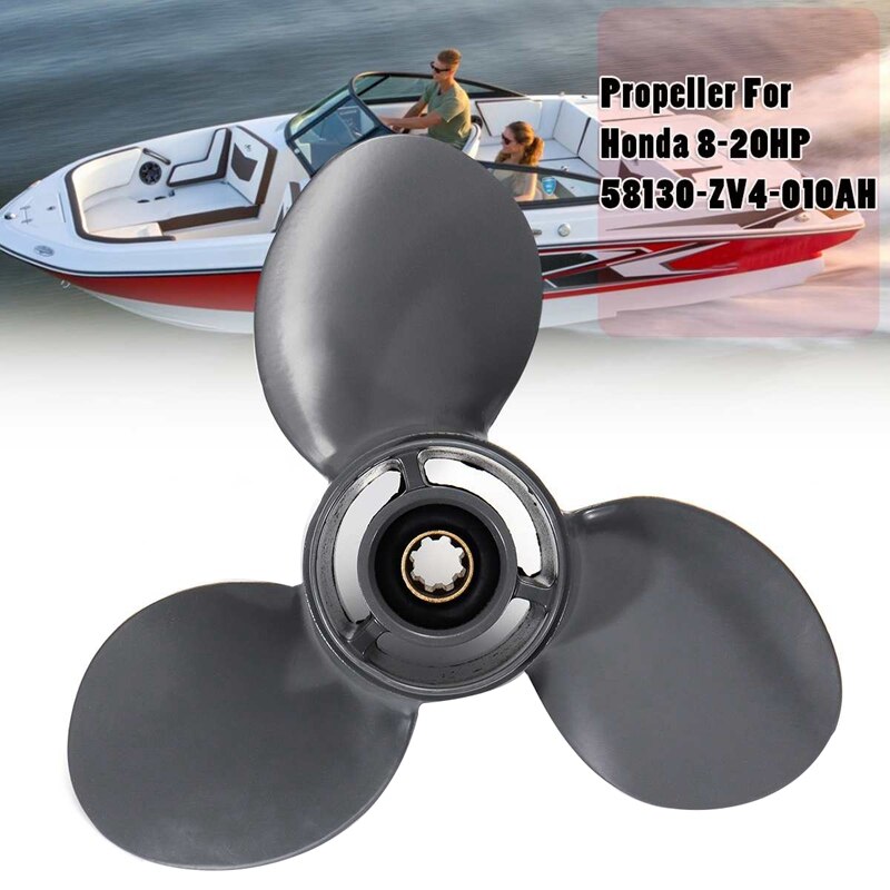 Marine Boat Outboard Propeller 9 1/4 X 10 1/2 for Honda 8-20Hp 58130-Zv4-010Ah Aluminum Alloy 3 Blades 8 Spline Tooth