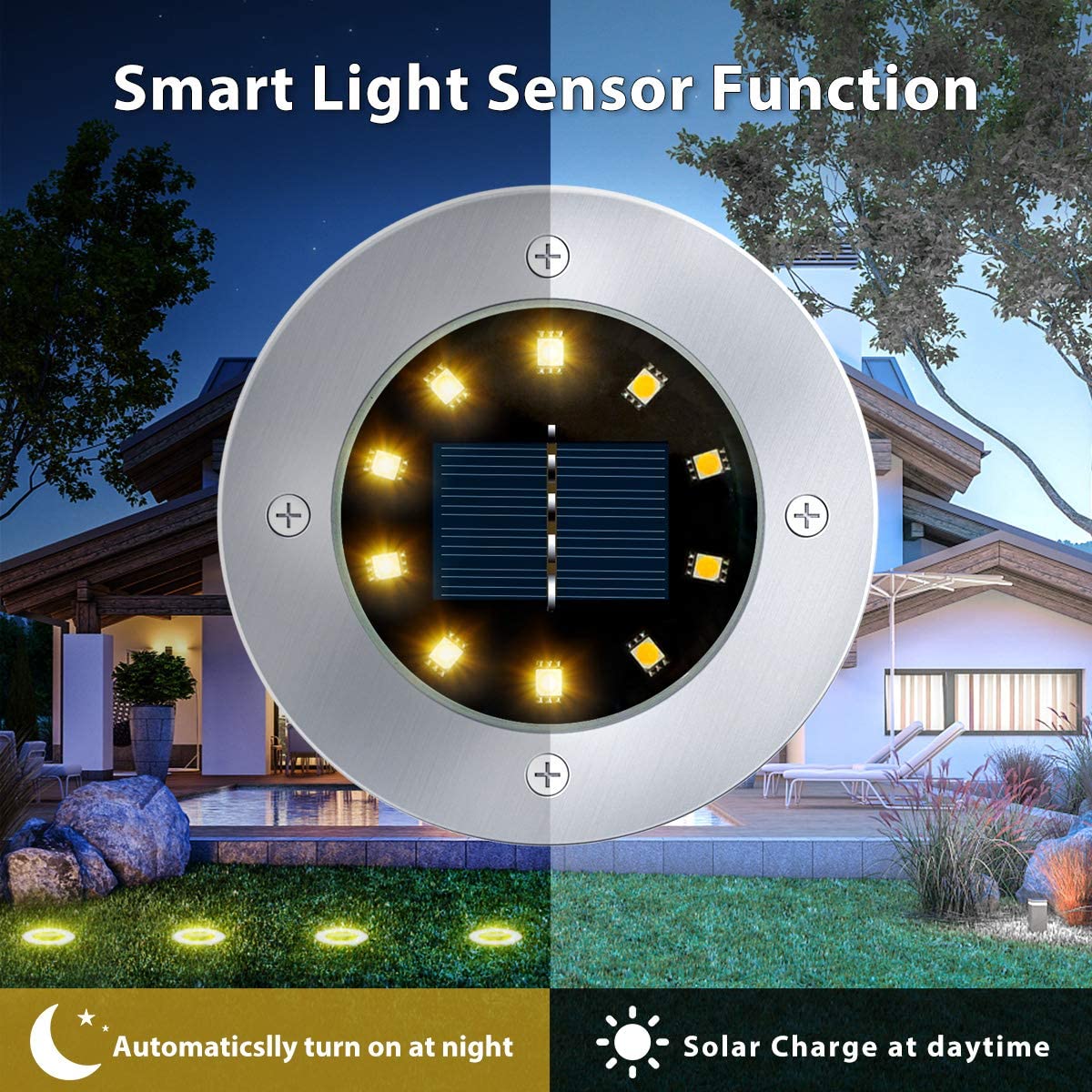 10led Solar Tuin Stap Lampen Outdoor Waterdichte Stell Solar Wandlamp Pathway Yard Kerst Trap Decor Led Verlichting: 1PC / Warm white