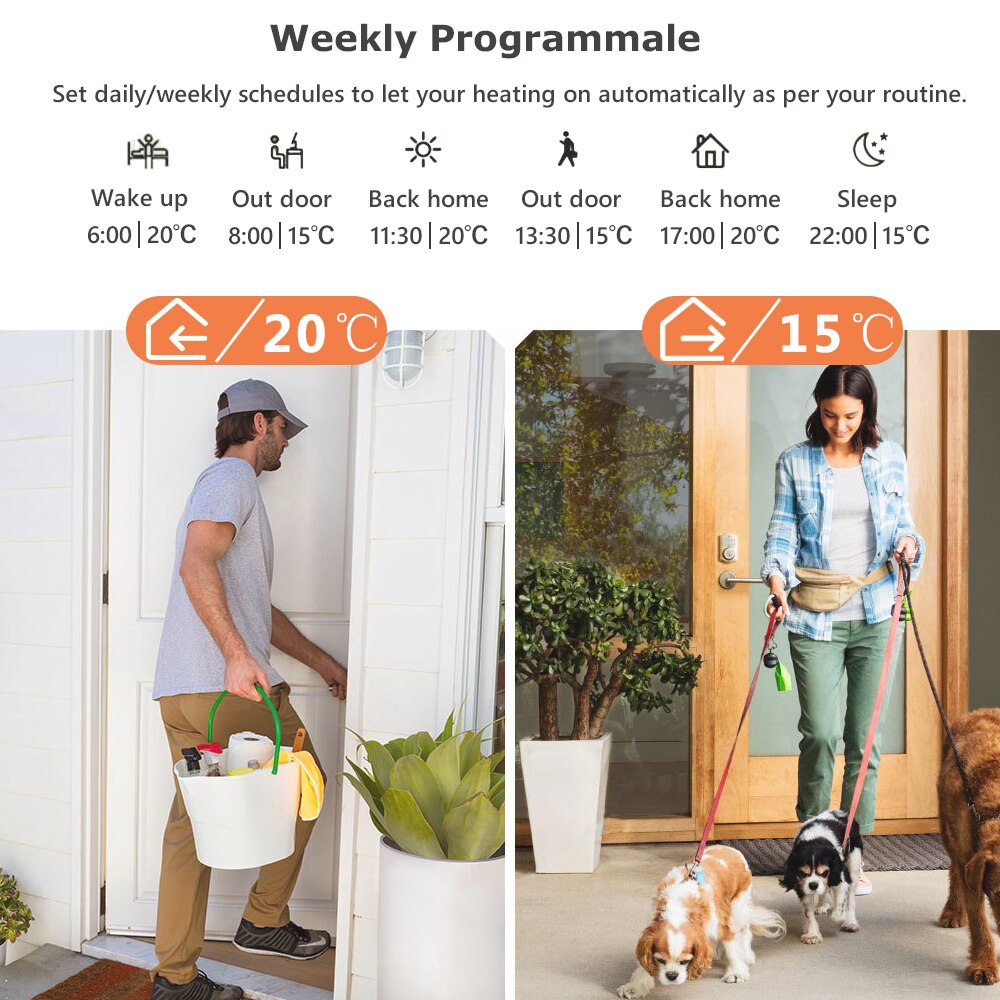 Beok – Thermostat Wifi intelligent Tuya, chauffage au sol/bobine de ventilateur/chaudière à gaz, contrôleur de température, fonctionne avec Google Home Alexa