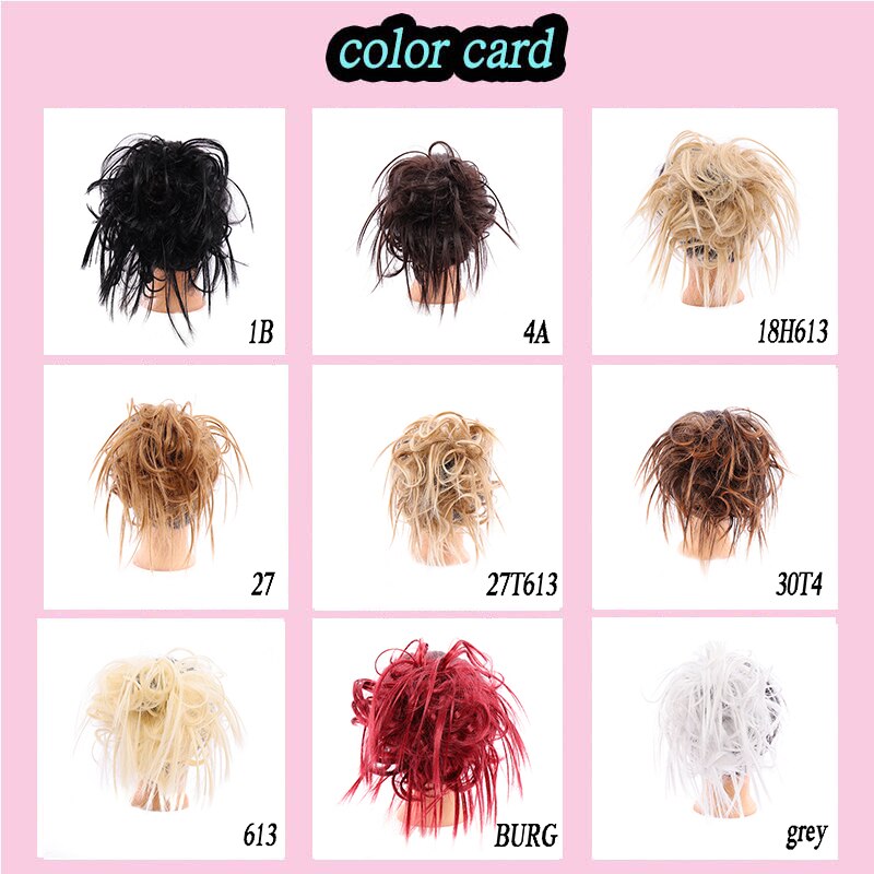 Xuanguang syntetisk rörig chignon munk gary brun färg hår bulle pad elastisk hår rep gummiband hårförlängningar