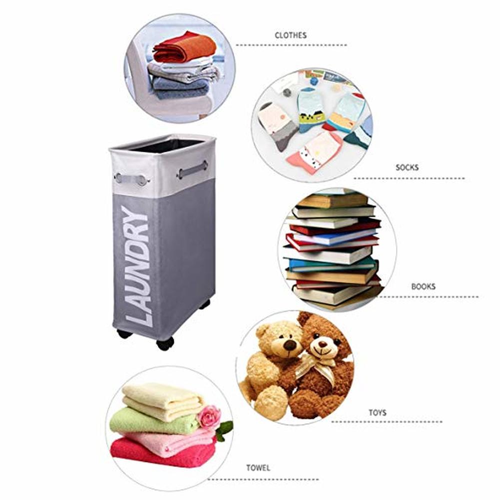 Rolling Corner Laundry Basket Slim Laundry Hamper with Mesh Cover, Clothes Toy Storage Bin Organizer For clothes Toys hamper