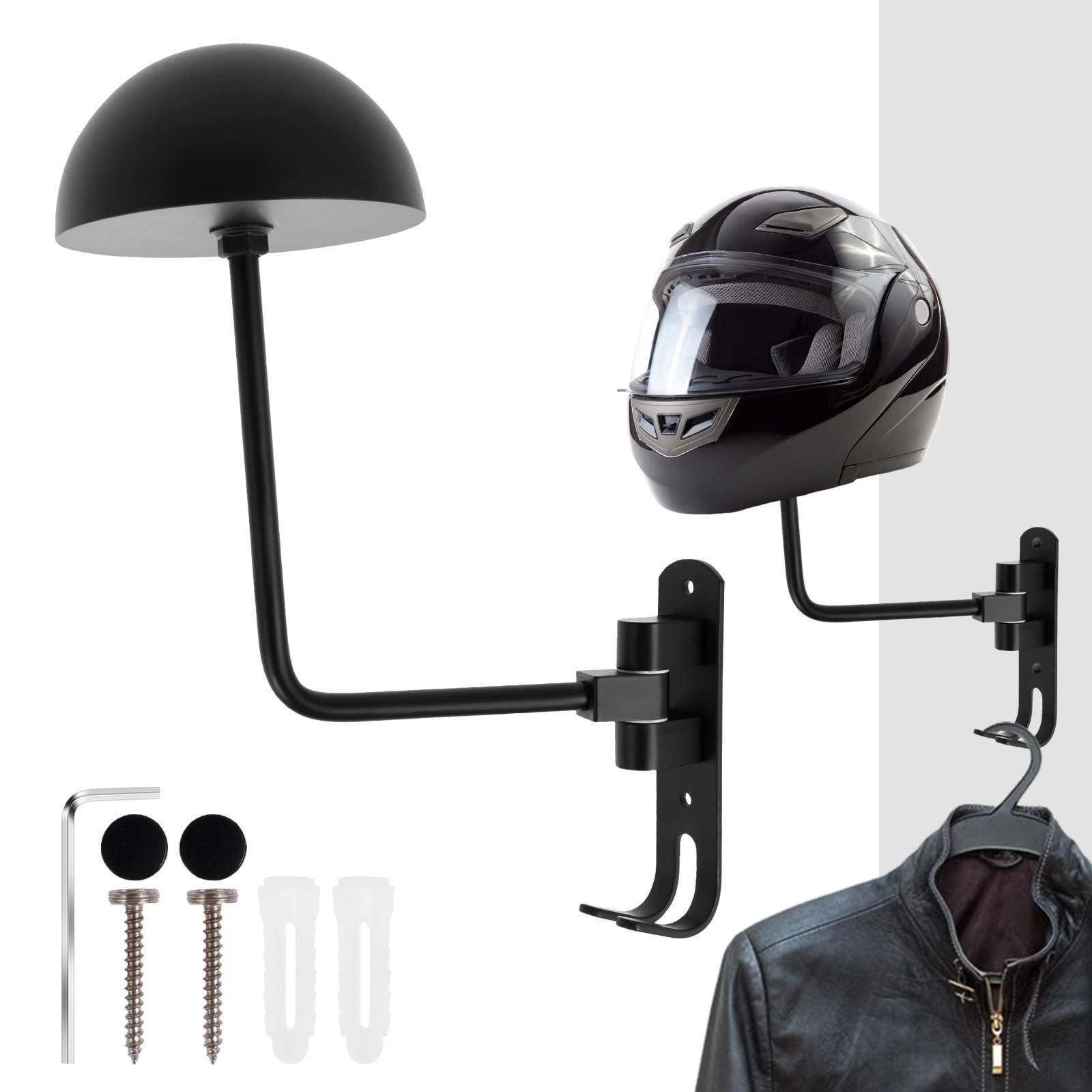 Motorradhelmständer 180 ° Rotierender, ein der Zauberstab montierter Helmständer mit Doppelhaken, Fahrradhelmständer, Präsentationsständer, abnehmbar: Beige