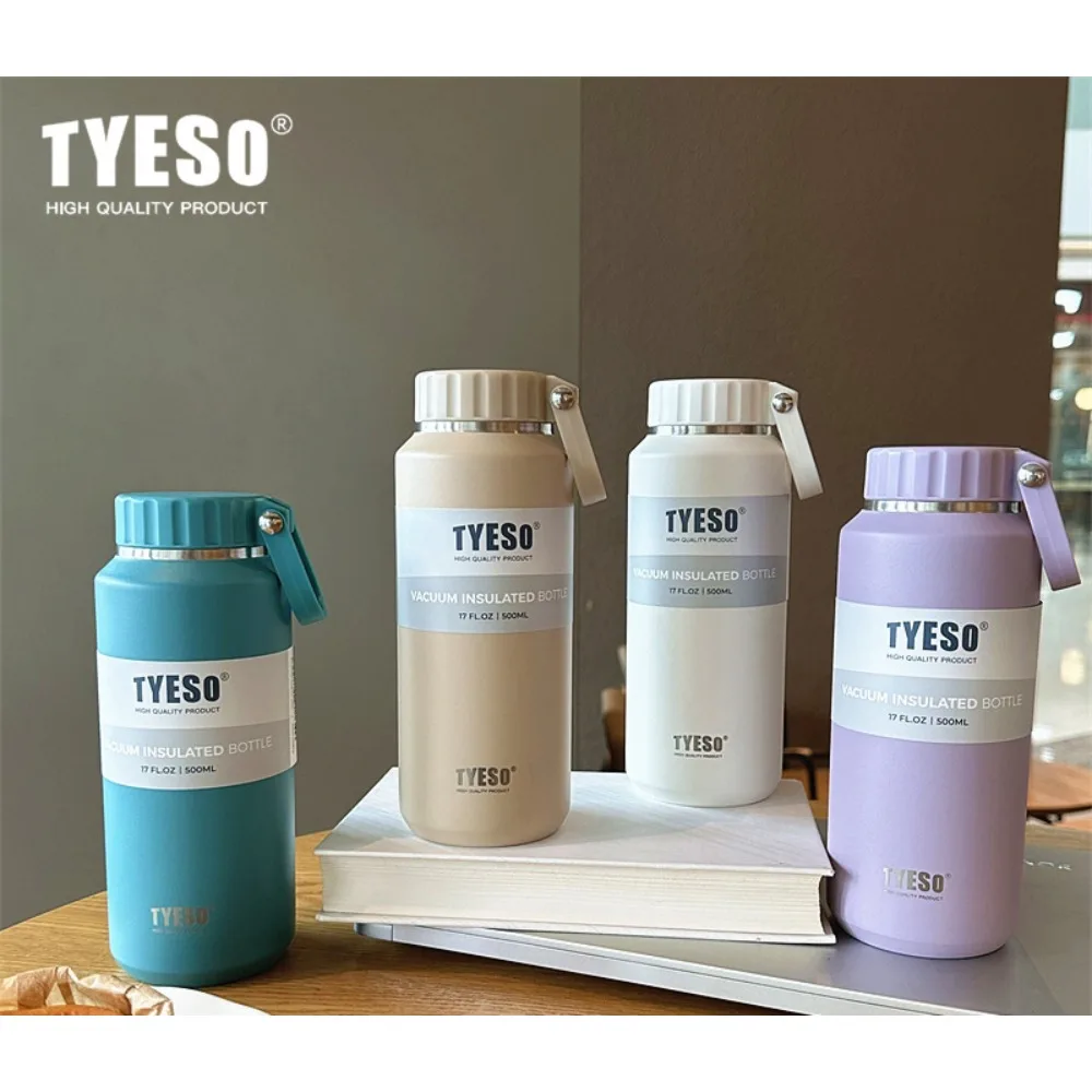 Tyeso 500ml 710ml bärbara isolerade vattenflaskor med stor kapacitet, sportvattenflaskor som håller kyla och värme, termosmugg