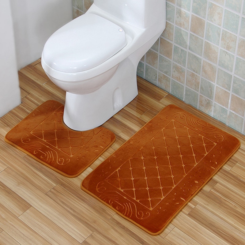 Zeegle Shell Patroon Effen Badkamer Matten Set 2 Stuks Wc Tapijten Anti-Slip Douche Tapijten Wc Deksel Cover badkamer Tapijten