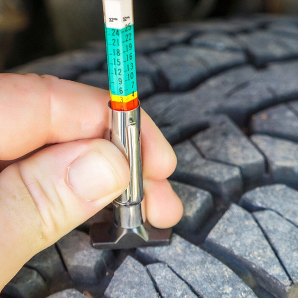 Car Truck Tire Tread Gauge Portable Tyre Depth Tester Color Coded Metric Gauge Measurement