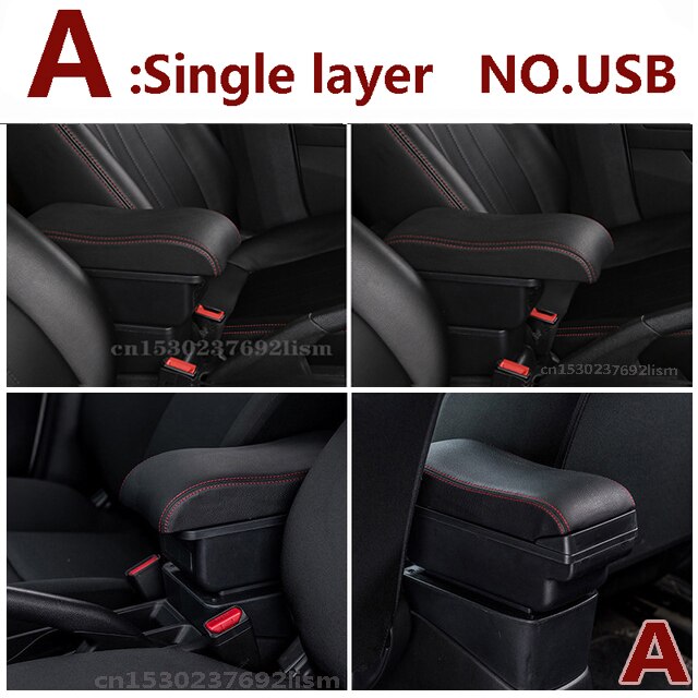 Voor Renault Clio 4 Armsteun Doos Universele Auto Centrale Armsteun Opbergdoos Bekerhouder Asbak Modificatie Accessoires: A  Red line  No USB