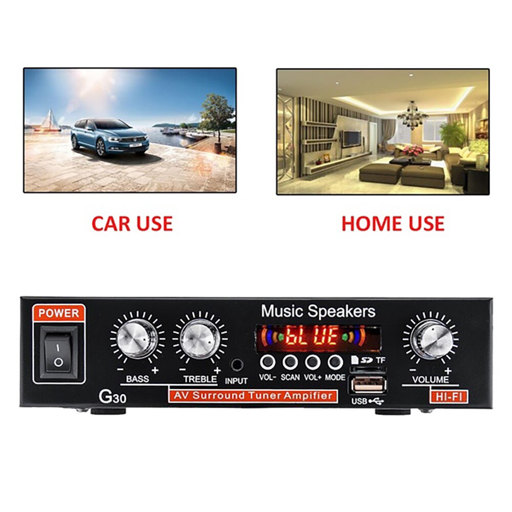 Car Audio Eindversterker Bluetooth G30 HIFI Bluetooth FM Radio Speler Ondersteuning SD USB DVD MP3 met Afstandsbediening