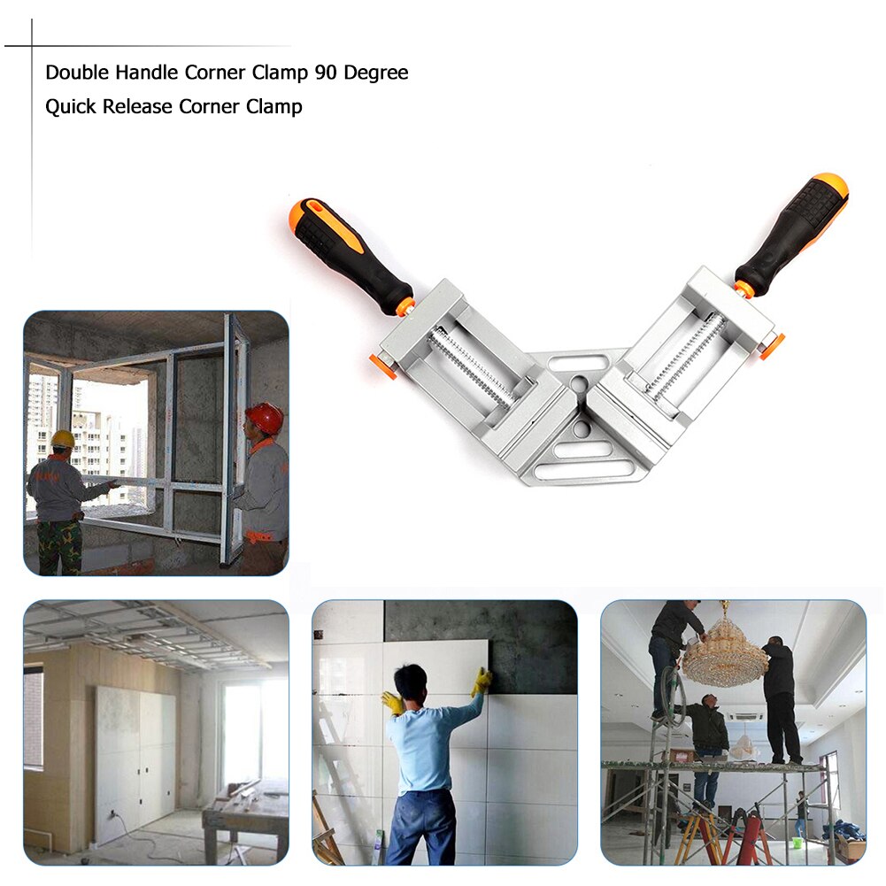 90 Degree Corner Clamp Right Angle Clip Double Handle Clamps for Woodworking Framing Photo Quick Release Corner Clamping Tools