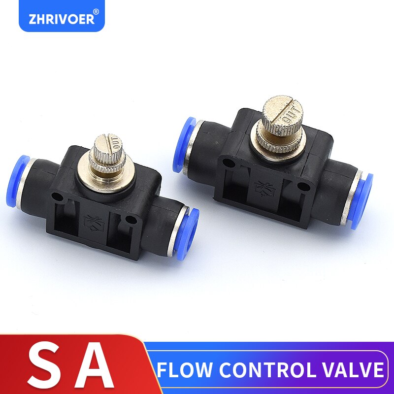 Air Flow Speed Control Valve Tube Water Hose Pneumatic Push In Fittings Throttle Valve SA 4-12mm