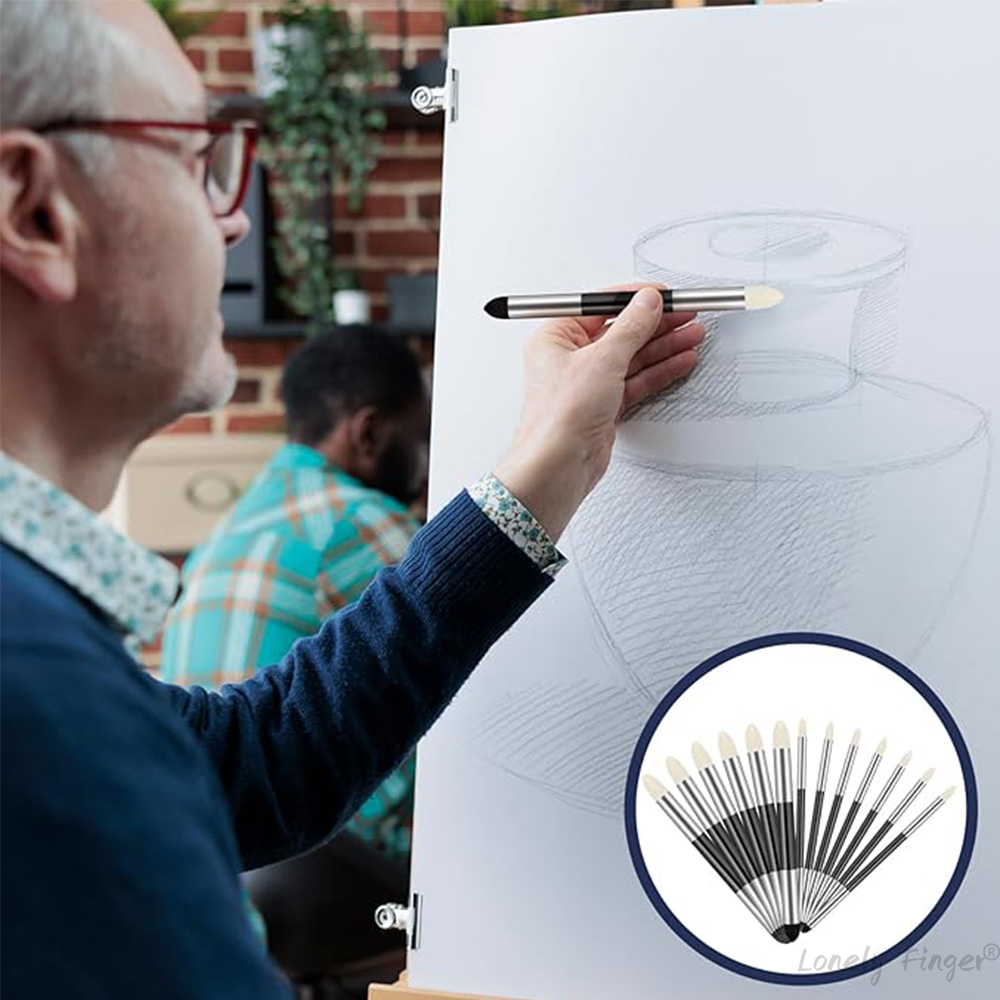 24 Stuks Kunstenaar Mengen Spons Pen 2 Maten Tweekoppige Wasbare Wrijven Spons Borstel Schets Veeg Tekening Art Tool voor Studenten