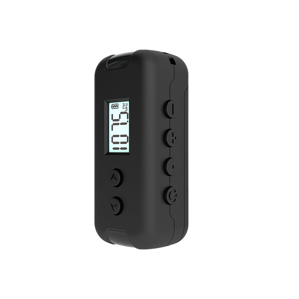 Draagbare fm-zakradio, mini-dsp-radio, 50-108 mhz met lcd-scherm, 3.5mm koptelefoons, handheld radio voor buitensporten: Zwart