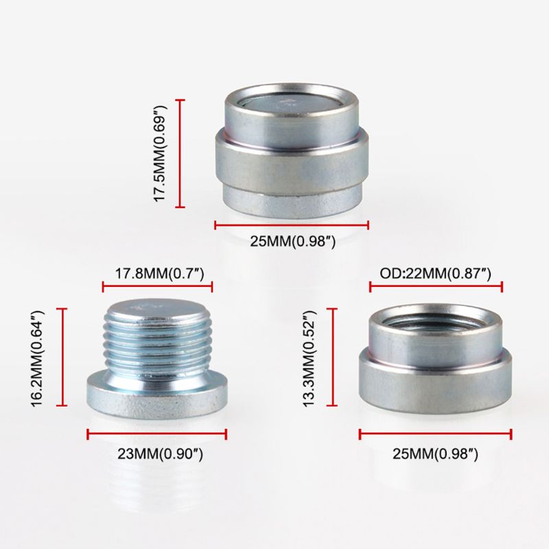 2PCS/Set O2 Oxygen Sensor Weld On Bung & Plug Wideband Nut & Cap Kit Stepped Nut Adapter