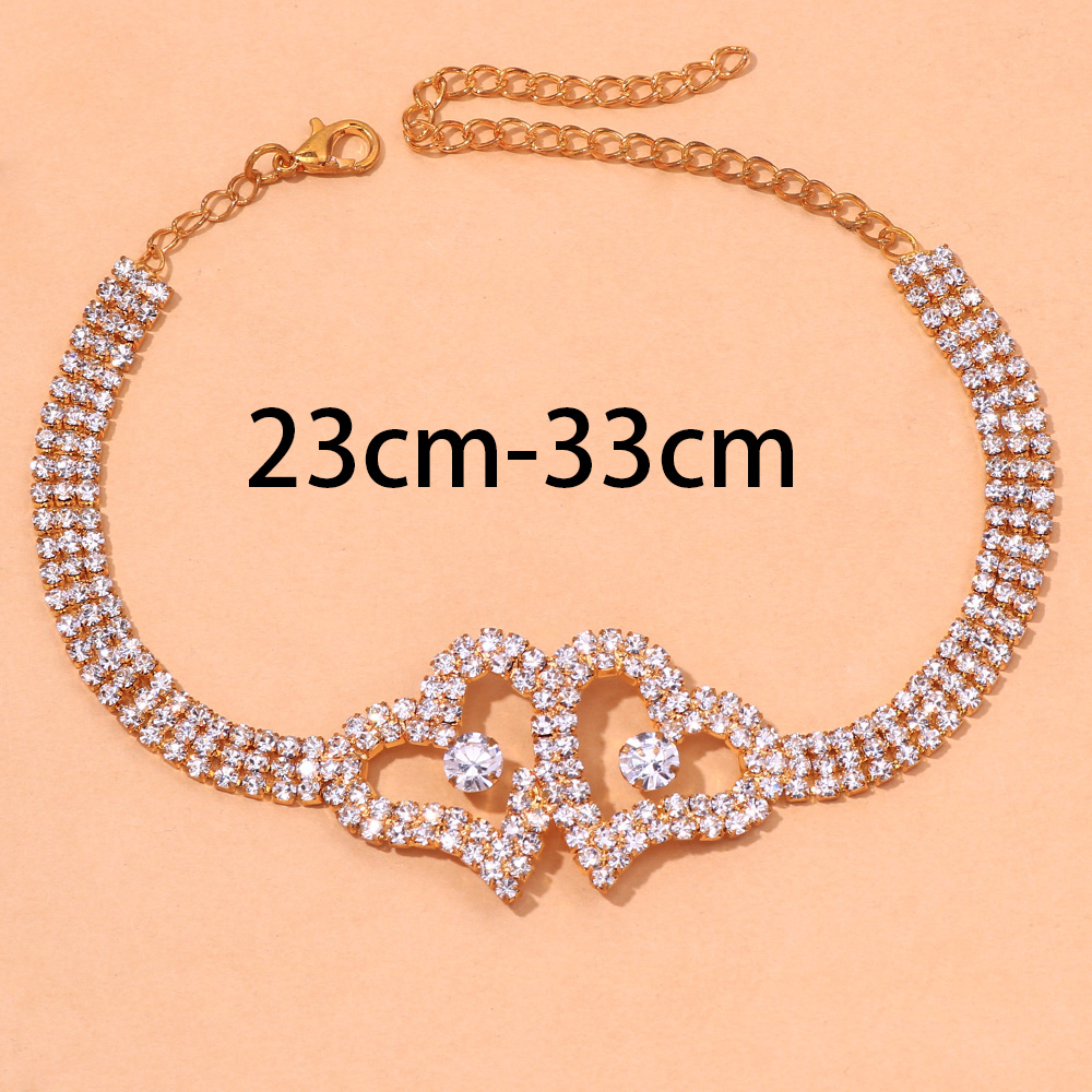 Stonefans-tobillera de corazón doble de diamante de imitación para mujer, pulsera de cadena de tenis de cristal, de joyería