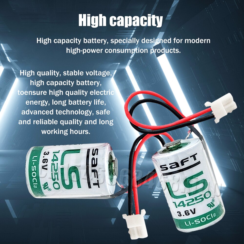 SAFT – batterie Lithium 3.6V LS14250 L14250 ER14250 1/2 AA SL35, avec prise pour Machine à outils PLC CNC, compteur d&#39;eau, écran tactile, 4 pièces