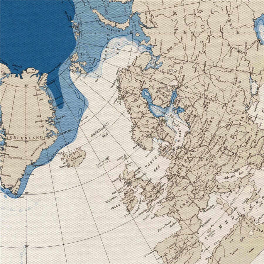 Arctic Ocean Map Ice Chart Details Comments Delicate Canvas Wall Sticker Geography Learning Home Decor Bar Cafe Print Poster